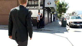 Alexsander Freitas in 'Two thugs drag a businessman into a porn shop and strip him of his manhood.'