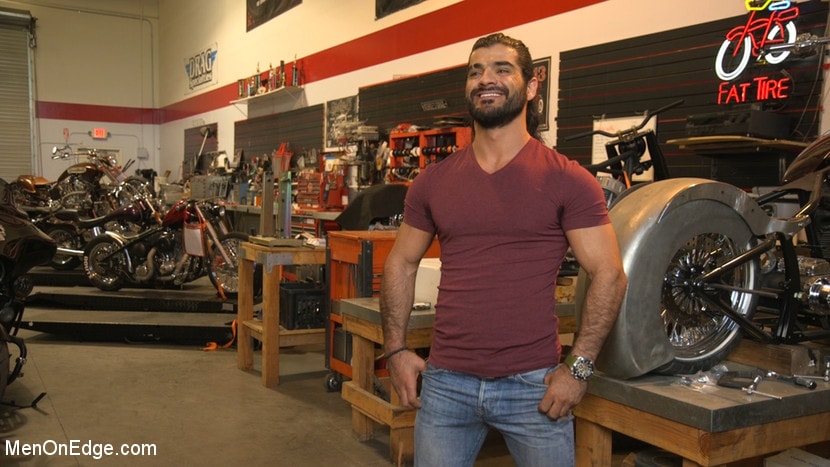 Kink Men 'Hot biker gets edged in the motorcycle garage' starring Ali Liam (Photo 1)