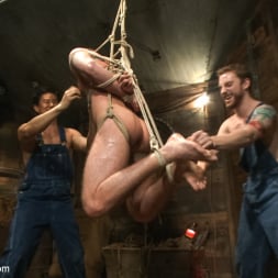 Brayden Forrester in 'Kink Men' Hairy Muscle Hunk Has His Cock Edged By Two Farmers (Thumbnail 6)