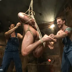 Brayden Forrester in 'Kink Men' Hairy Muscle Hunk Has His Cock Edged By Two Farmers (Thumbnail 6)