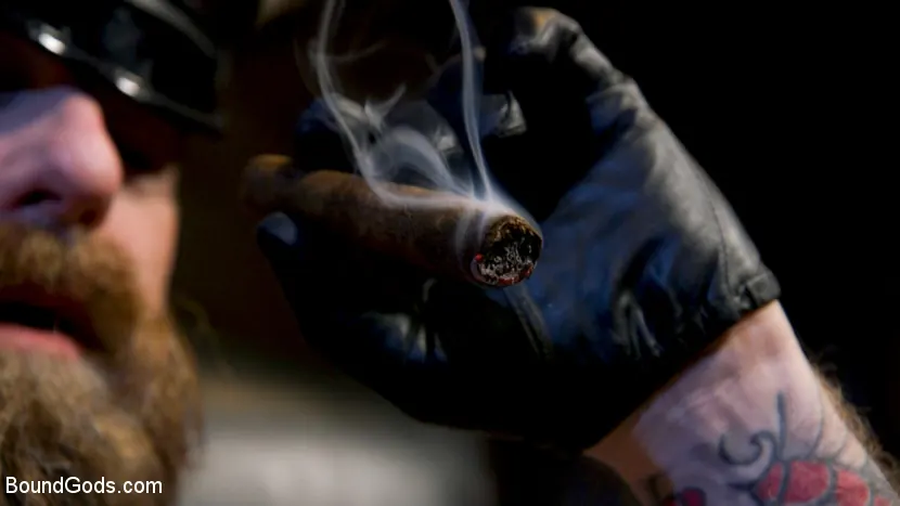 Kink Men 'Muscular Leather Daddy Smokes Cigars and Brutally Fucks Submissive Boy' starring Chance Summerlin (Photo 2)