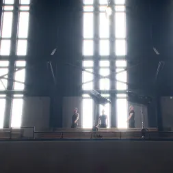 Dean Brody in 'Kink Men' First timer with a giant cock gets suspended and edged above the drill court (Thumbnail 2)