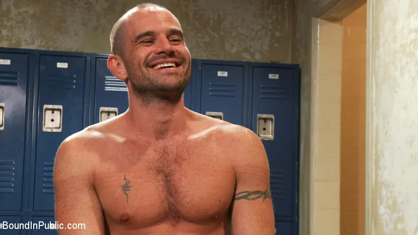 Kink Men 'Handyman with a big cock gets tied up and used by horny dudes in the locker room.' starring Ethan Ayers (Photo 11)