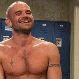 Ethan Ayers in 'Kink Men' Handyman with a big cock gets tied up and used by horny dudes in the locker room. (Thumbnail 11)