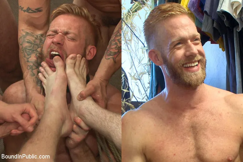 Kink Men 'Muscled stud worships feet and takes cock after cock in bondage' starring Jessie Colter (Photo 6)