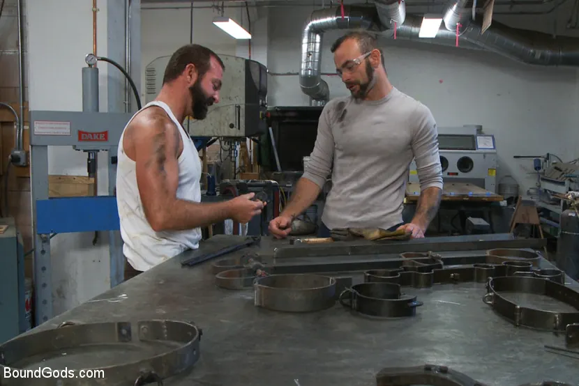Kink Men 'Motor oil bondage fuck in the metal shop' starring Josh West (Photo 2)