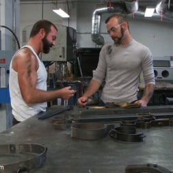 Josh West in 'Kink Men' Motor oil bondage fuck in the metal shop (Thumbnail 2)