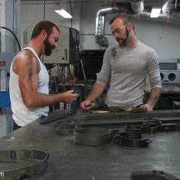 Josh West in 'Kink Men' Motor oil bondage fuck in the metal shop (Thumbnail 2)