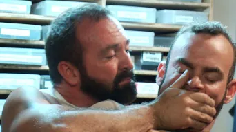 Josh West in 'Motor oil bondage fuck in the metal shop'