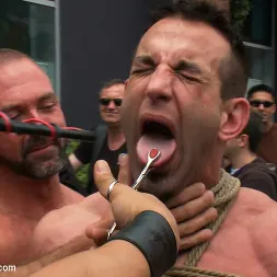 Josh West in 'Kink Men' Muscle slave is stripped naked, used and humiliated while hordes of people take photos. (Thumbnail 18)