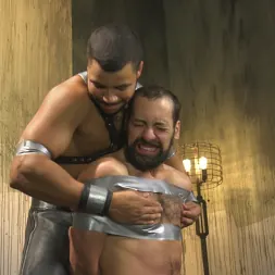 Kaden Alexander in 'Kink Men' Hairy tape-slave worships Master Kaden's uncut cock (Thumbnail 5)