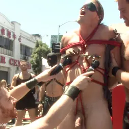 Mitch Vaughn in 'Kink Men' Bound hunk publicly tormented and gang fucked for his first Dore Alley (Thumbnail 5)