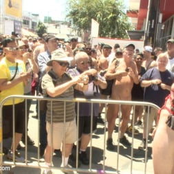 Mitch Vaughn in 'Kink Men' Bound hunk publicly tormented and gang fucked for his first Dore Alley (Thumbnail 7)