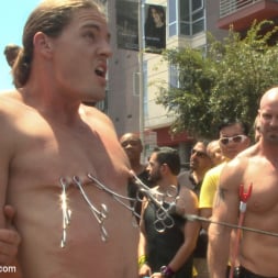 Mitch Vaughn in 'Kink Men' Publicly humiliated, asshole zapped, and covered in strangers' cum (Thumbnail 4)