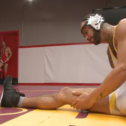 Rikk York in 'Kink Men' gets slammed to the mat and edged (Thumbnail 1)