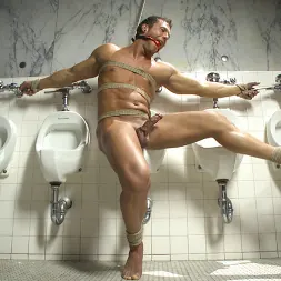 Rod Pederson in 'Kink Men' College jock gets a crash course in edging while bound to the urinals (Thumbnail 3)