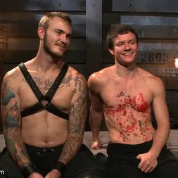 Tyler Sweet in 'Kink Men' Caged sex slave endures a beating, hot wax and hard stockade fuck (Thumbnail 3)